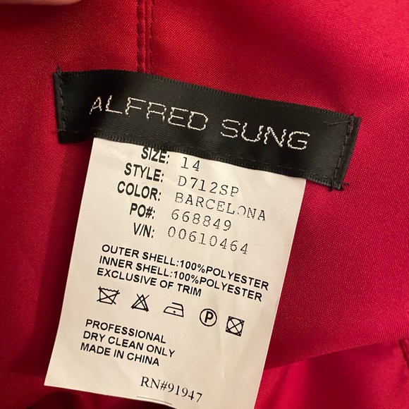 ALFRED SUNG Strapless beautiful midi dress, like new, 14 size Dupioni fabric - Picture 15 of 16